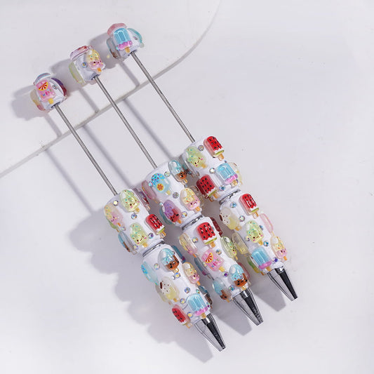 Beadable Clay Pens with Fruit Ice Stick Series and AB Rhinestones