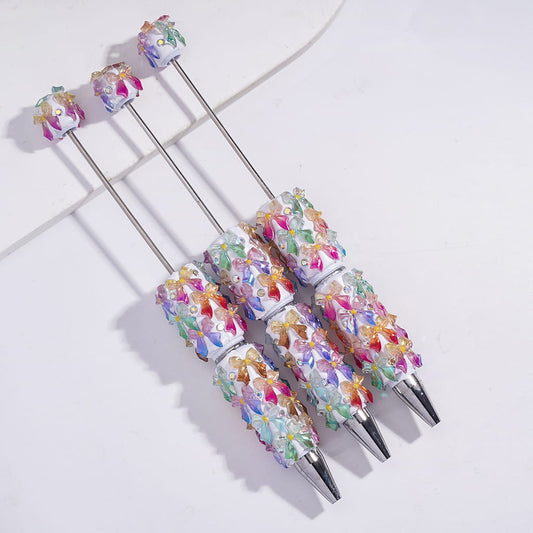 Beadable Clay Pens with UV Coating Ombre Color Bowknot and AB Rhinestones