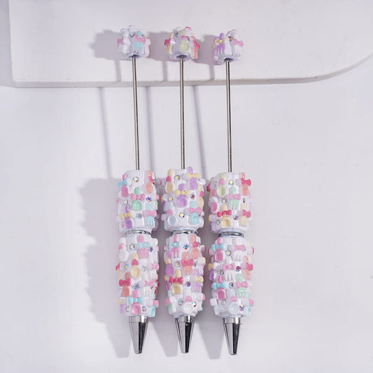 Beadable Clay Pens with Macaron Color Tableware and AB Rhinestones