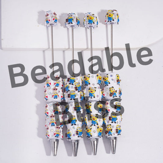 Beadable Clay Pens with Little Banana Character Series and AB Rhinestones, Random Mix