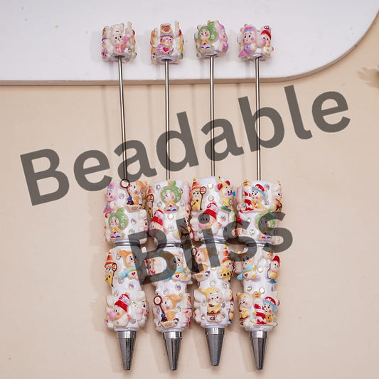 Beadable Clay Pens with Various Style Baby Star Doll Character & AB Rhinestones