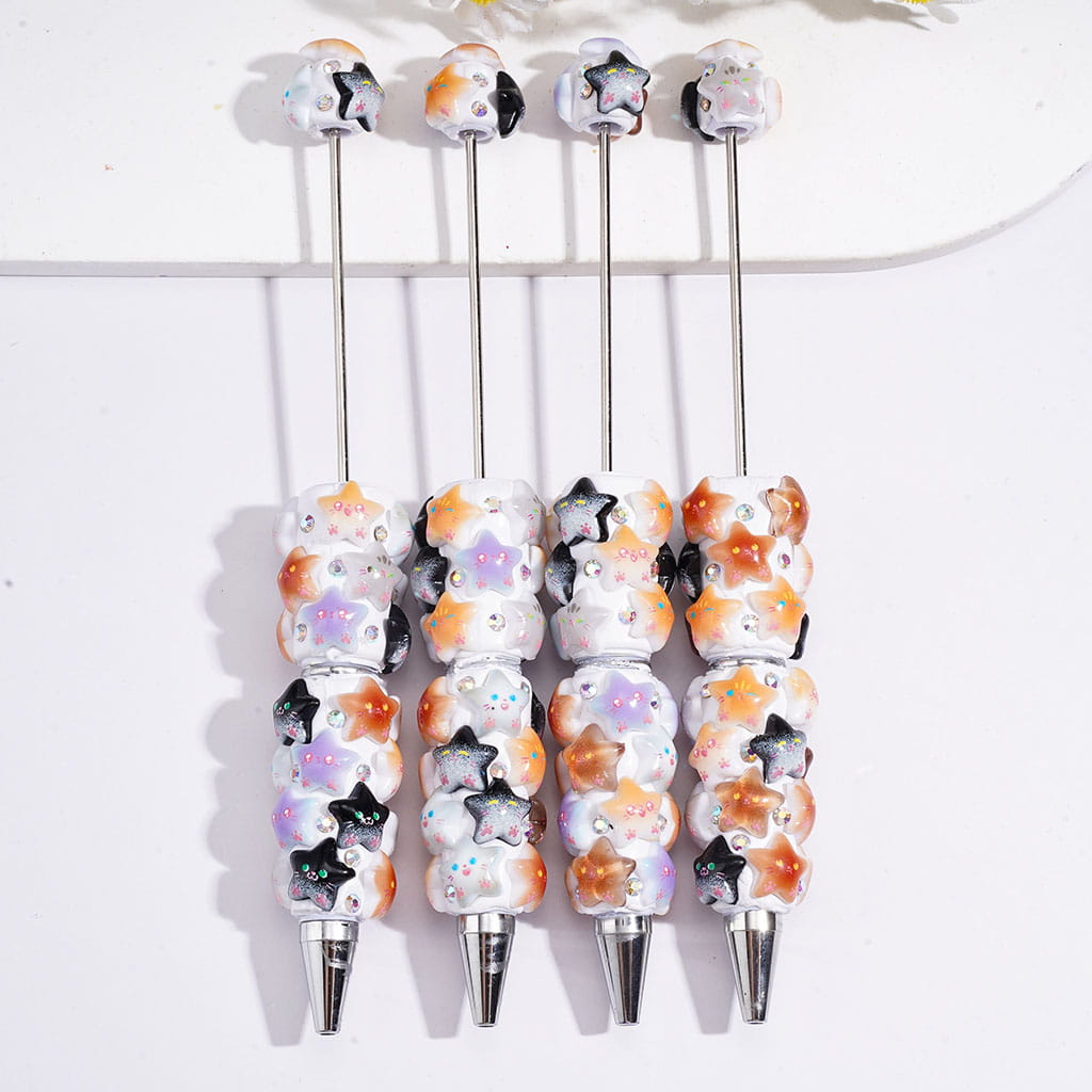 Beadable Clay Pens with Cute Star and AB Rhinestones