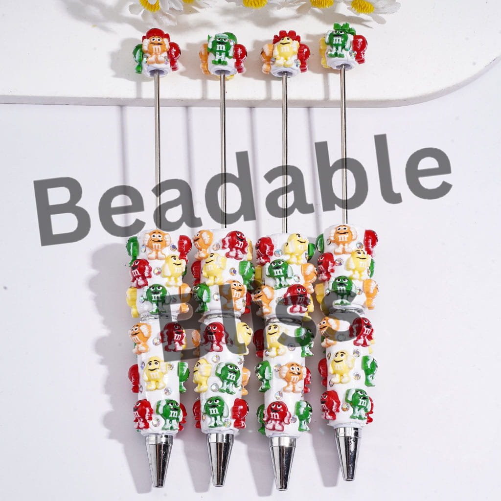 Beadable Clay Pens with Candy Chip and AB Rhinestones