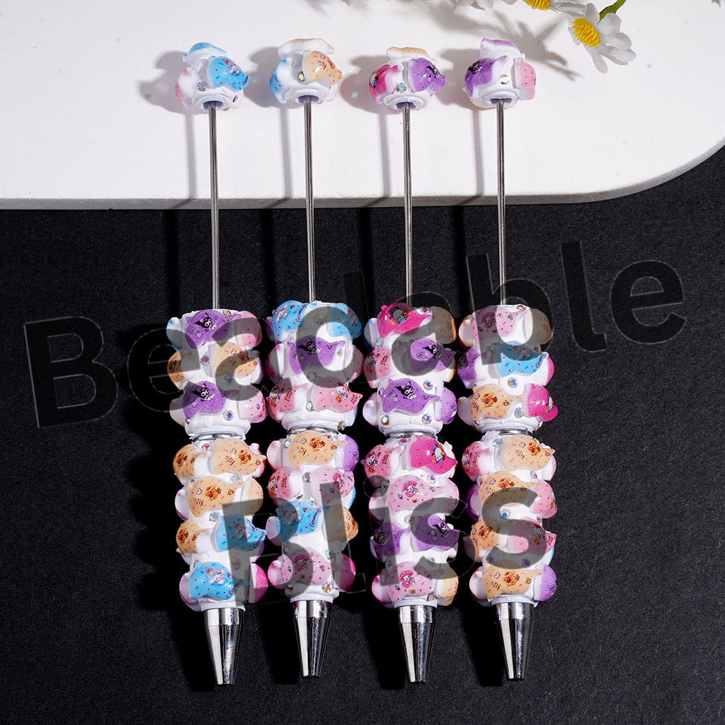 Cap Series with Adorable Character and AB Rhinestones Beadable Clay Pens