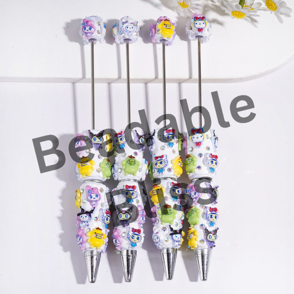 Beadable Clay Pens with Adorable Character and Dog Series and AB Rhinestones