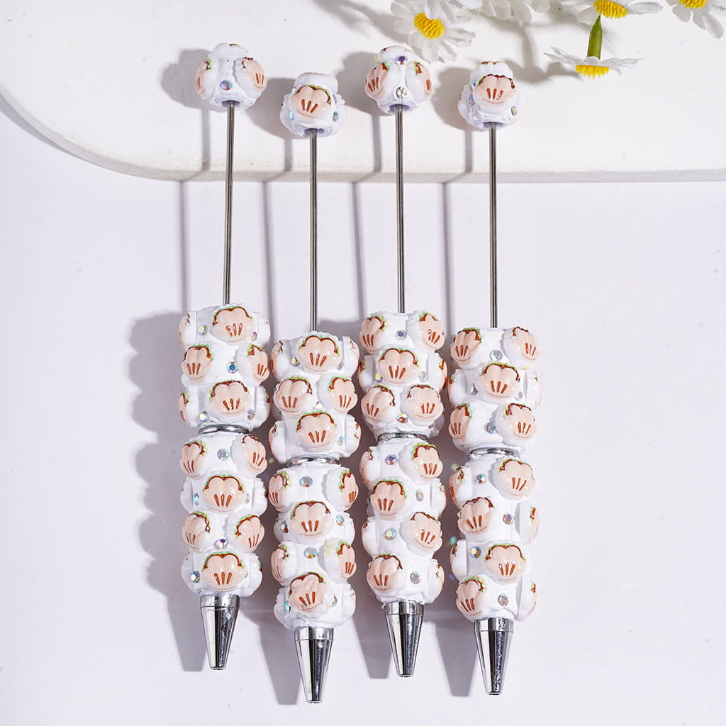 Beadable Clay Pens with Cute Cat Claw and AB Rhinestones