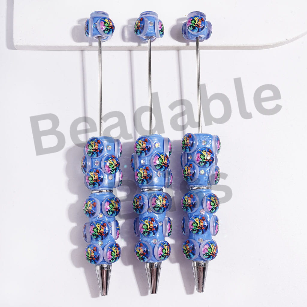 Five Mental Emotions Character Series and AB Rhinestones Beadable Clay Pens