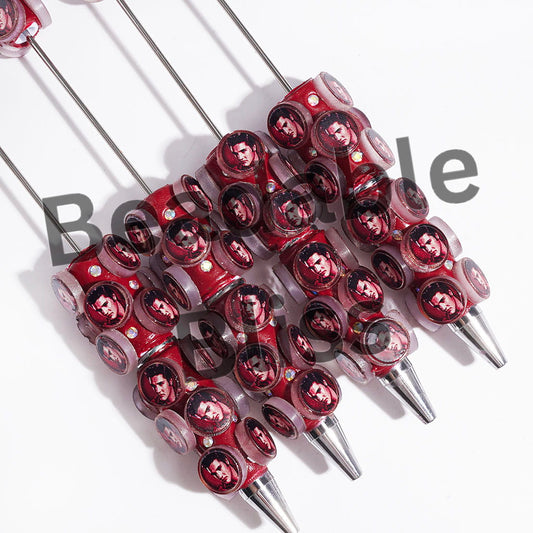 Round Design with American Singer and AB Rhinestones Beadable Clay Pens