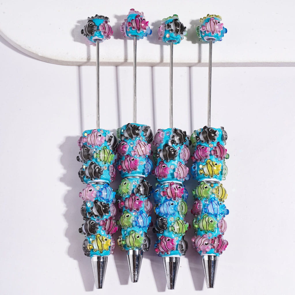 AB Rhinestones and Assorted Colors Semi-Clear Ugly Fish with Glitter Beadable Clay Pens