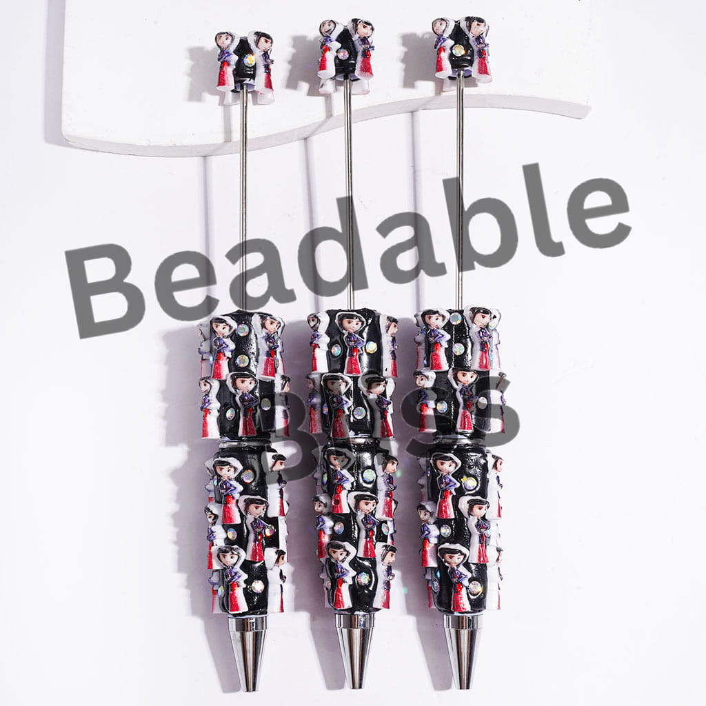 Ghost Mother Girl Character and AB Rhinestones Beadable Clay Pens