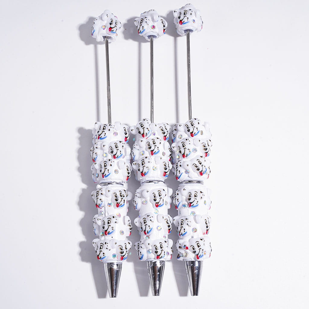 Happy Dalmatian with Blue Pet Collar and AB Rhinestones Beadable Clay Pens