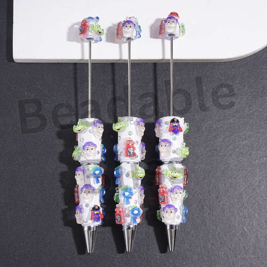 Toy Adventure Characters Series and AB Rhinestones Beadable Clay Pens
