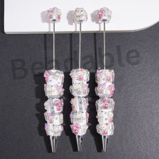 Adorable Dog Cat Girl Characters Trim Series and AB Rhinestones Beadable Clay Pens