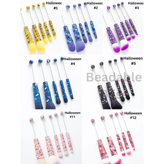 Metal Beadable Halloween Printed Makeup Brushes (Please Read the Description)