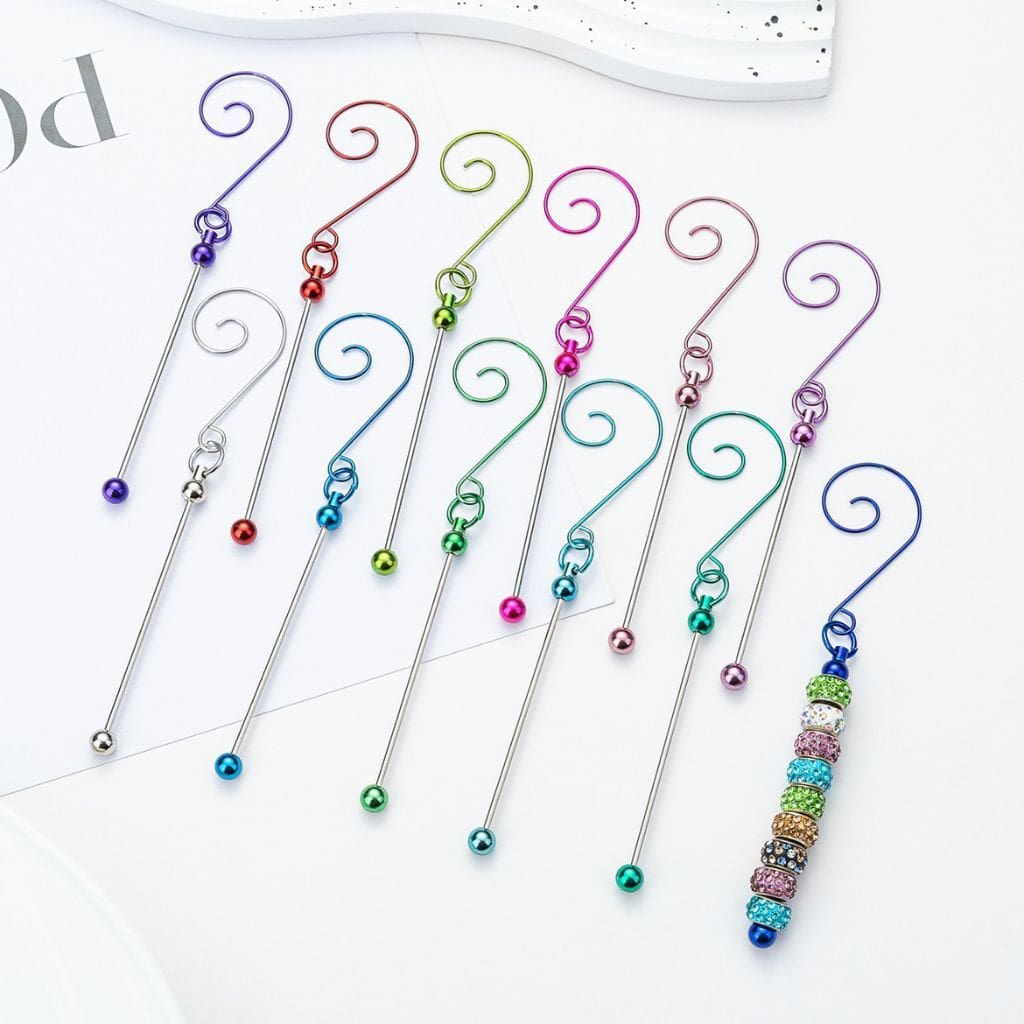 Multi-Color Metal S-Shaped Swirl Hangers Hooks with Keychain Bar for Christmas Ornaments Accessories (Please Read the Description)