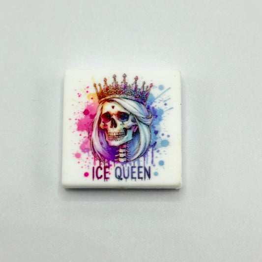 Ice Queen with Long Hair Skull Wearing Crown Silicone Focal Beads