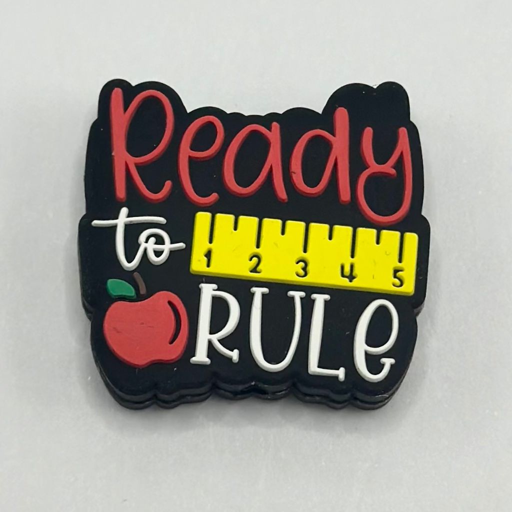 Ready to Rule Teacher Apple Yellow Ruler Silicone Focal Beads ...