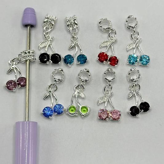 Fancy Sparkling Cherry Rhinestone Spacers for Pen Bail Bead with Charm Random Mix