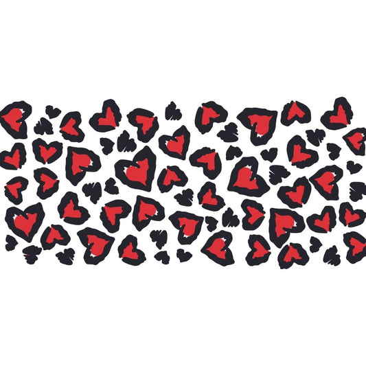 H-662, Cup Wraps Transfer Stickers Tumblers, 16 Oz, 240x110mm, Red Black Valentine's Heart