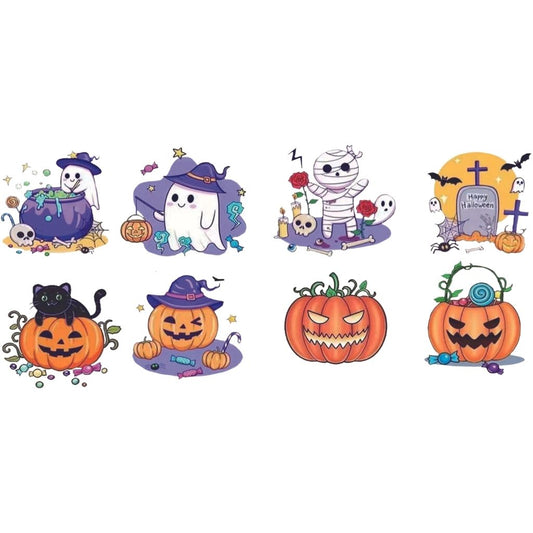H-098, Cup Wraps Transfer Stickers Tumblers, 16 Oz, 240x110mm, Happy Halloween Stickers Bundle