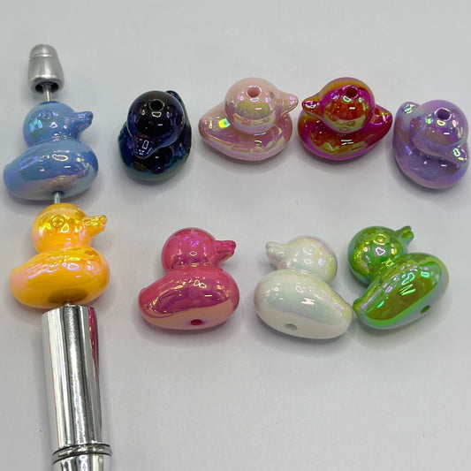 光沢のあるアヒルの子アクリルビーズ、ランダムミックスカラー