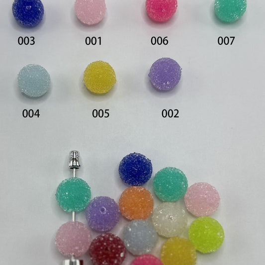 Hard Sugar Beads in Solid Colors Clear Rhinestones Candy Round 20mm