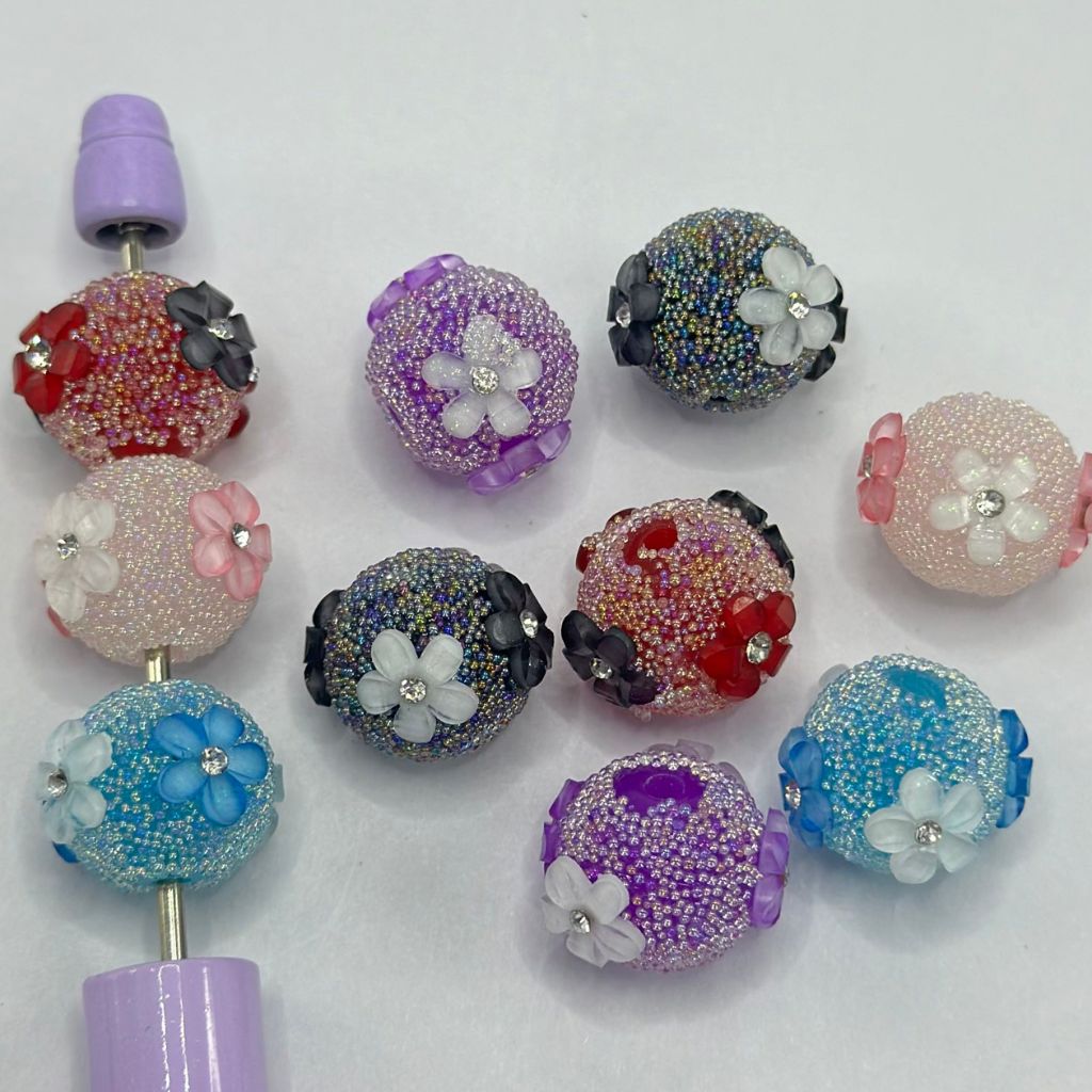 小さな花の砂糖アクリルビーズ、16mm、FC