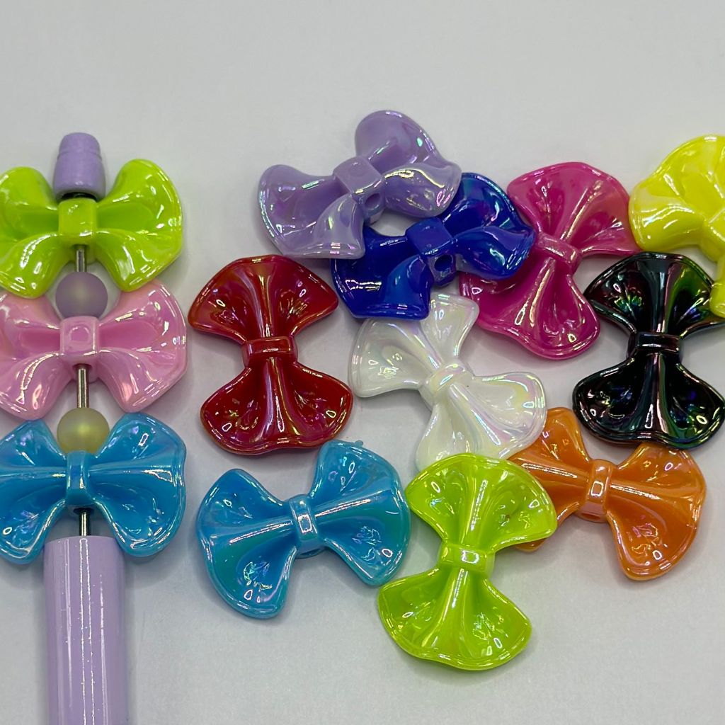 Bowtie Ribbon Botknot Acrylic Beads in Solid Colors 23*32mm Random Mix