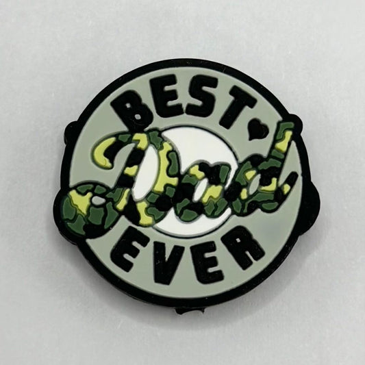 Best Dad Ever Khaki Camo Print Camouflage Silicone Focal Beads