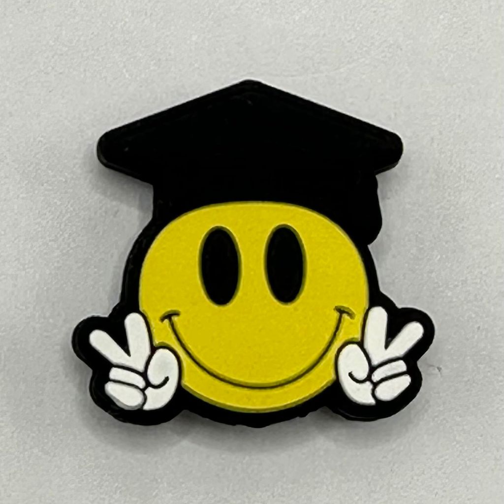 Smiley Face with Graduation Cap Emoji Silicone Focal Beads – Beadable Bliss