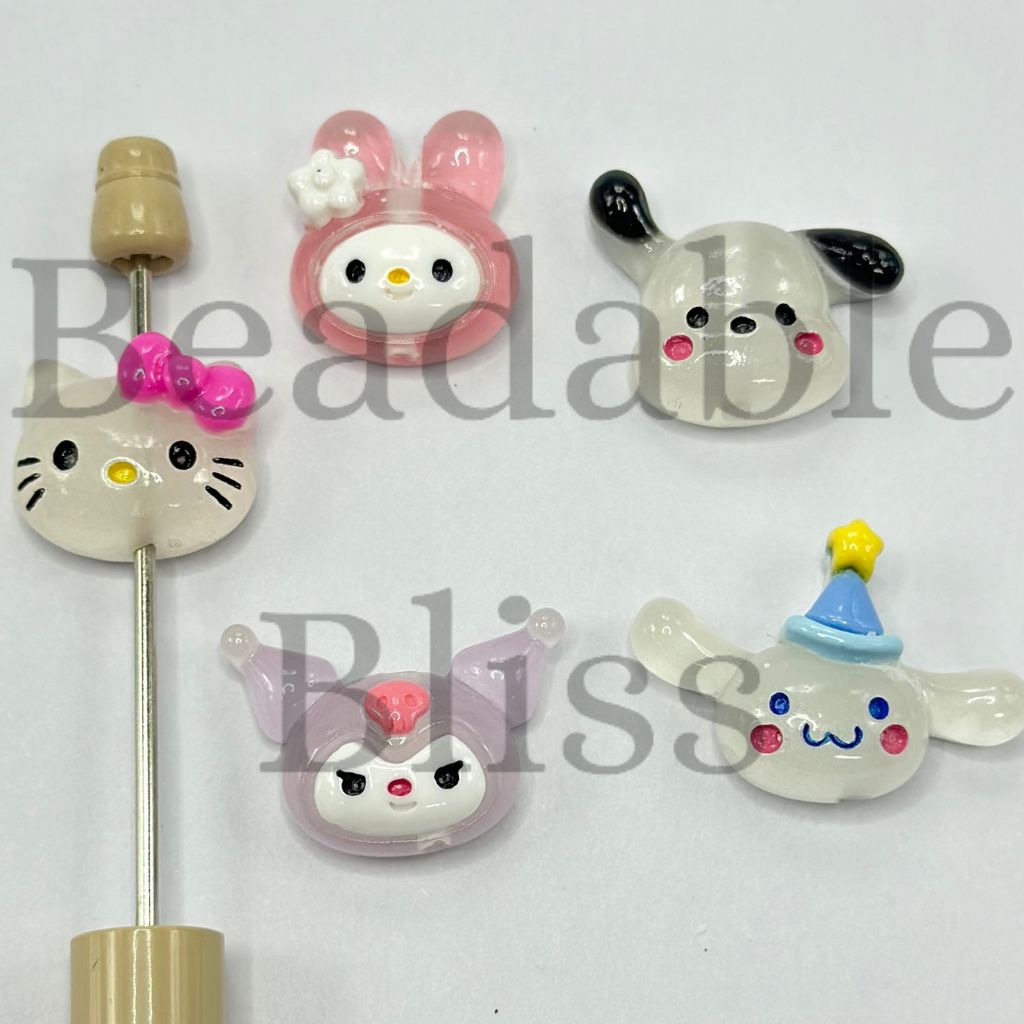 Cute Cartoon Animal Friends Head Luminous Glow in the Dark Resin Beads Random Mix