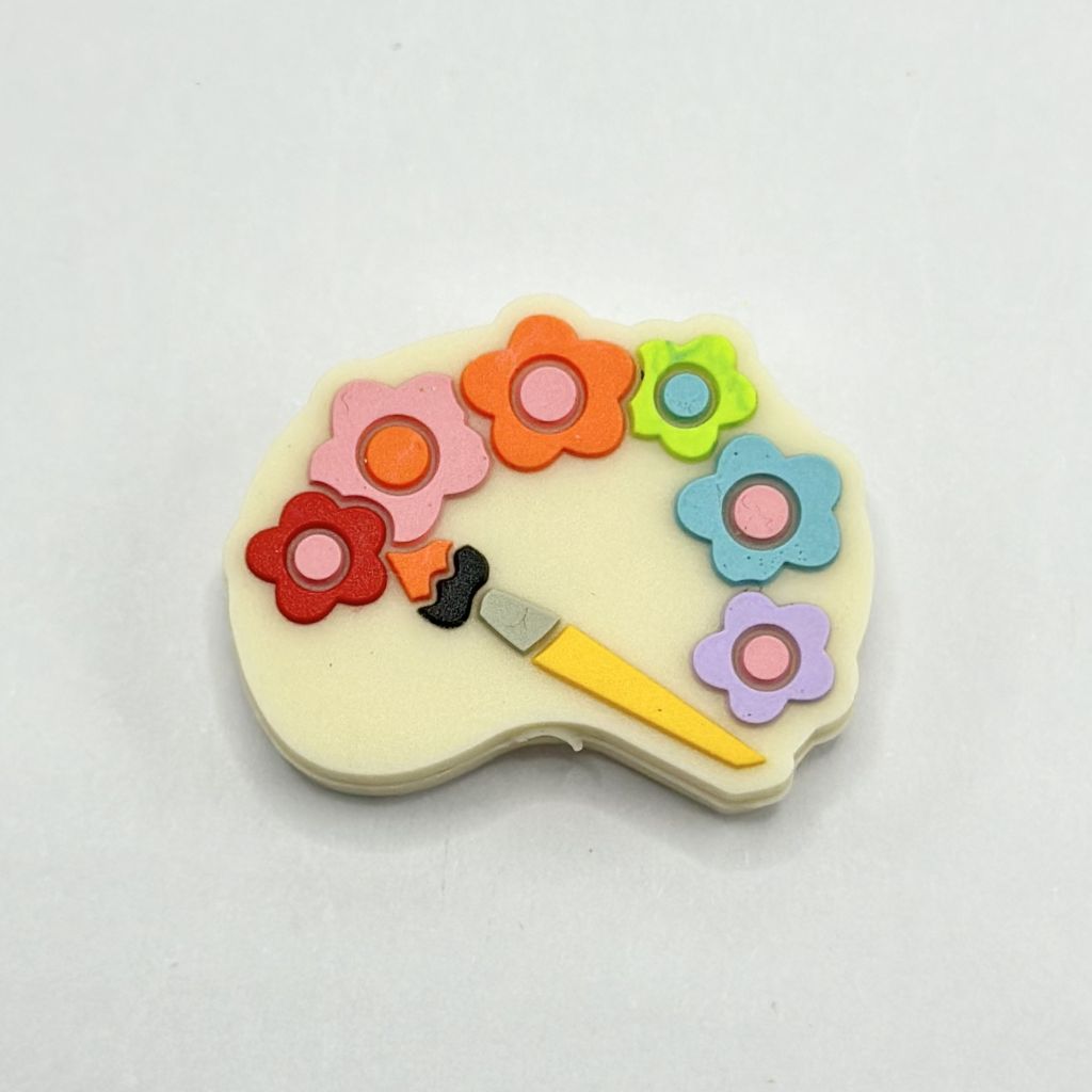 Colorful Silicone Beads, Little Flower Paint Plates with Brush, Palette Silicone Focal Beads