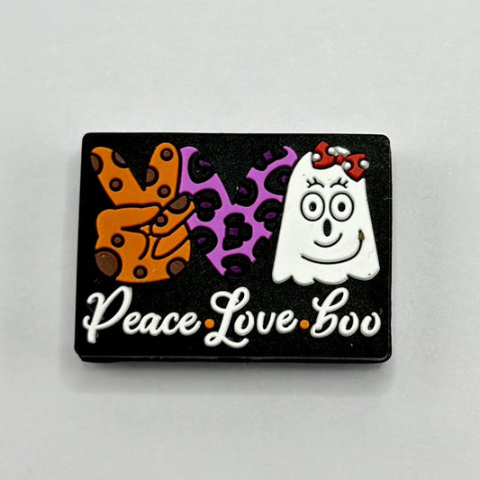 Halloween Hand Gestures with Text ''Peace Love Boo'' Silicone Focal Beads