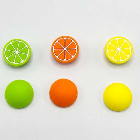 Halves of Lime Lemon Grapefruit Design Food Inspired Silicone Focal Beads Random Mix