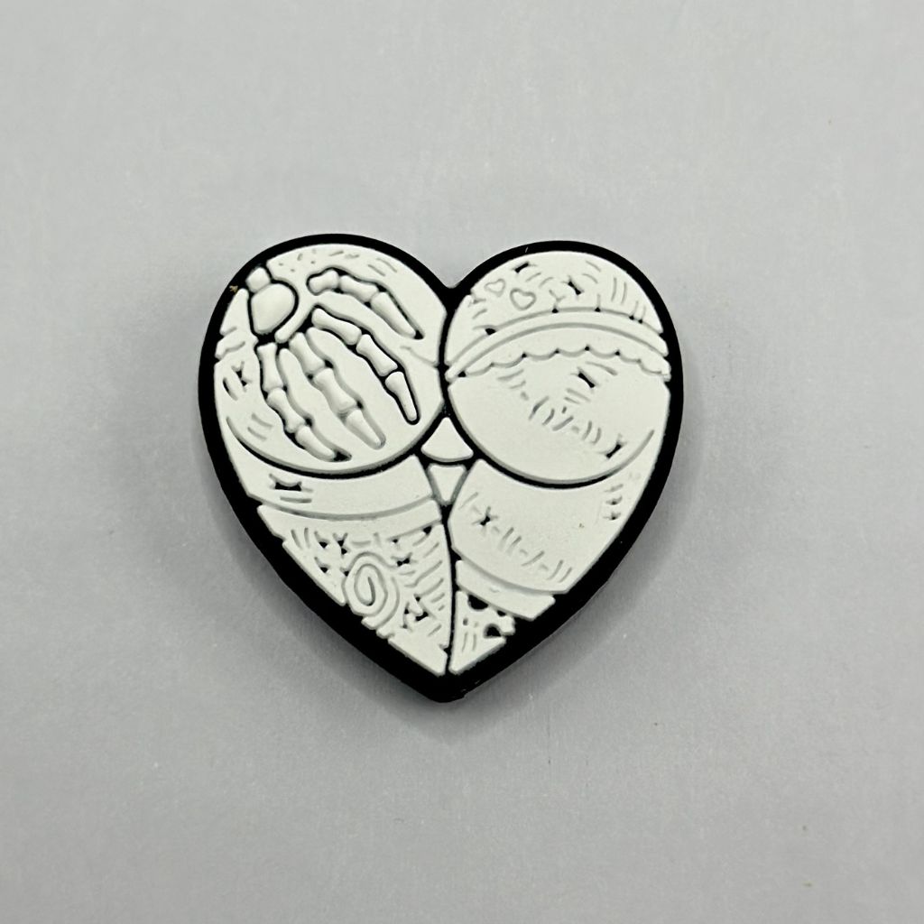 Tattoo Beads, Tattooed Buttocks with Heart Shape Silicone Focal Beads