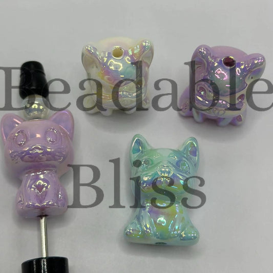 かわいい犬子犬猫子猫アクリルビーズ UV仕上げ 19*29mm