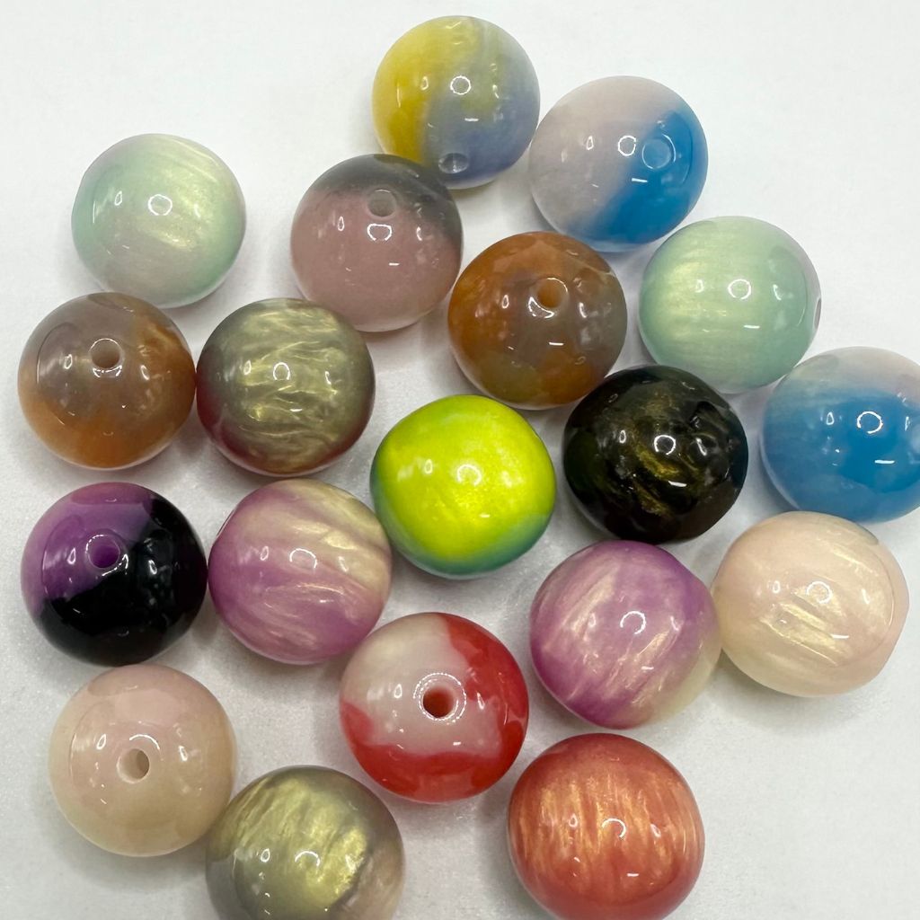 Gemstone Marble Styled Colorful Resin Beads Multicolor 16mm Random Mix
