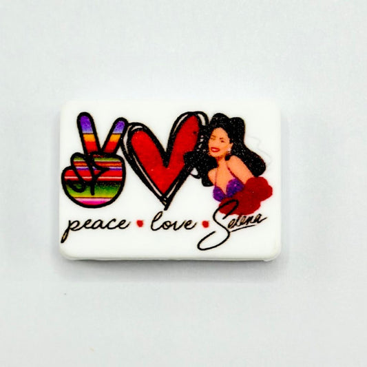 Woman in Red Heart, Peace, Love Selena Silicone Focal Beads