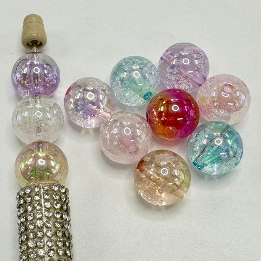 チャンキーシースルーバブルアクリルビーズ、UV仕上げ、16mm、CM