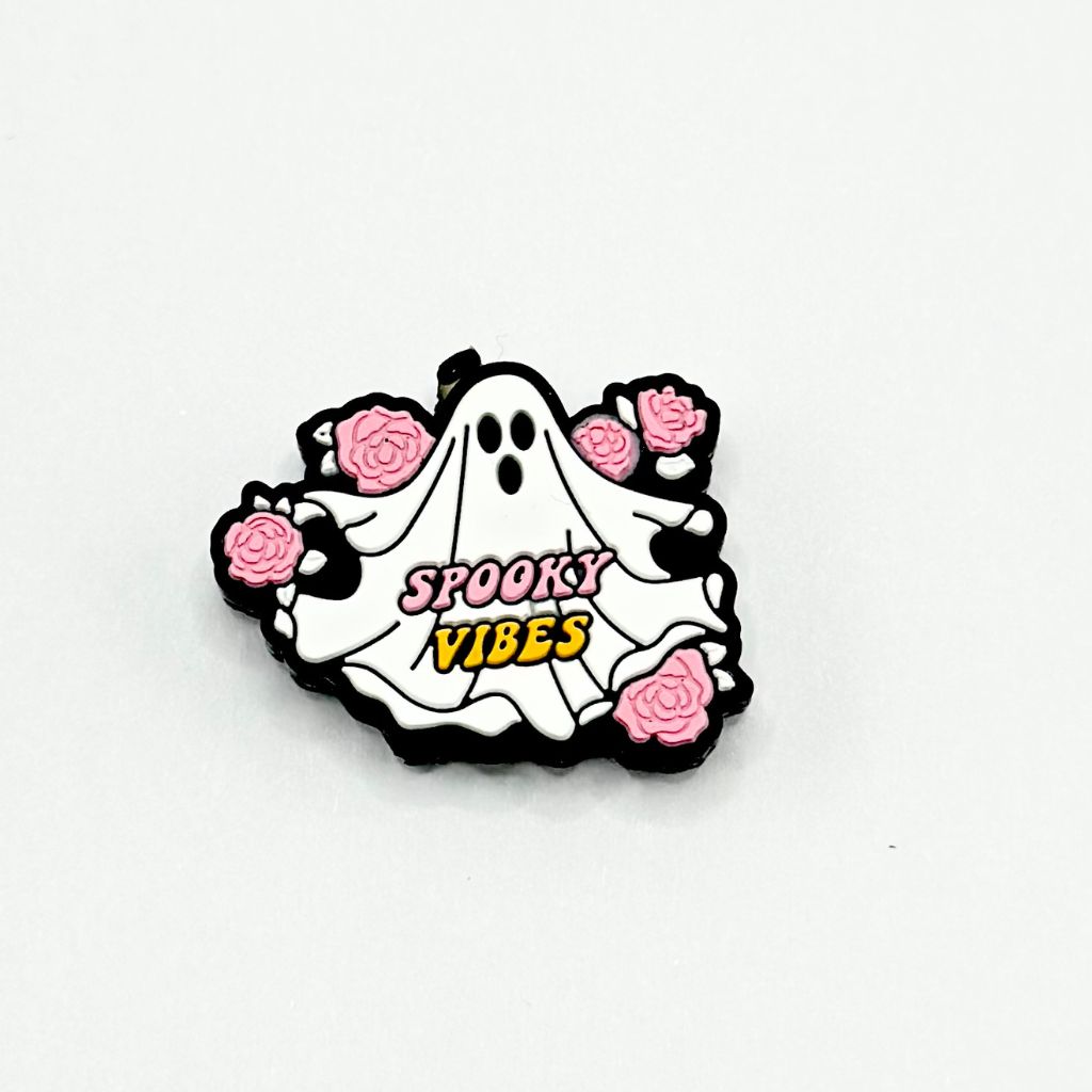 ピンクの花のゴーストハロウィーン不気味な雰囲気のシリコンフォーカルビーズ