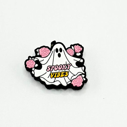 ピンクの花のゴーストハロウィーン不気味な雰囲気のシリコンフォーカルビーズ