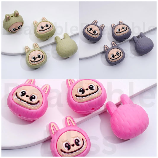 3D Cute Vivid Labub Monster Head Pop Mar Silicone Focal Beads