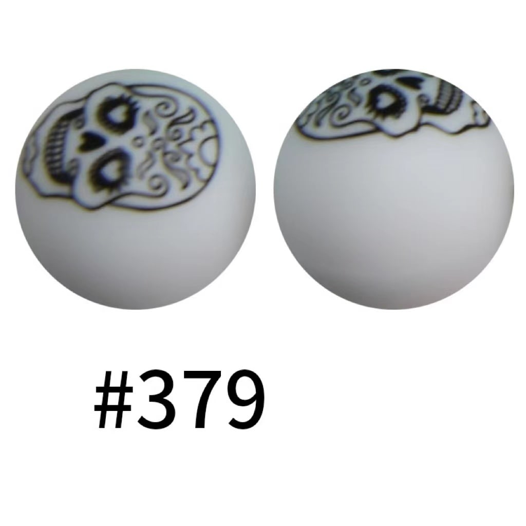 Skull Printed Silicone Beads Number 379