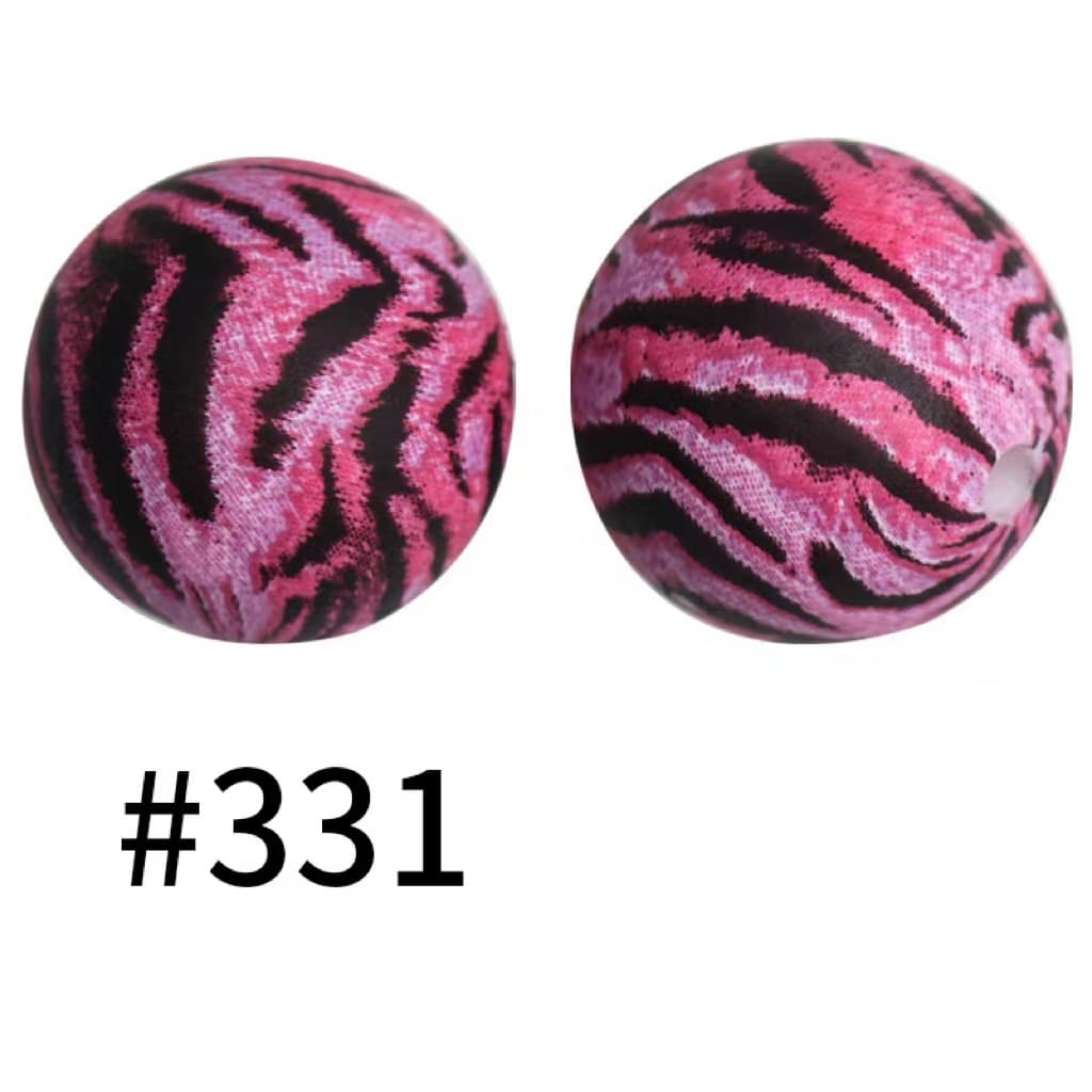 Pink Jaguar Printed Silicone Beads Number 331