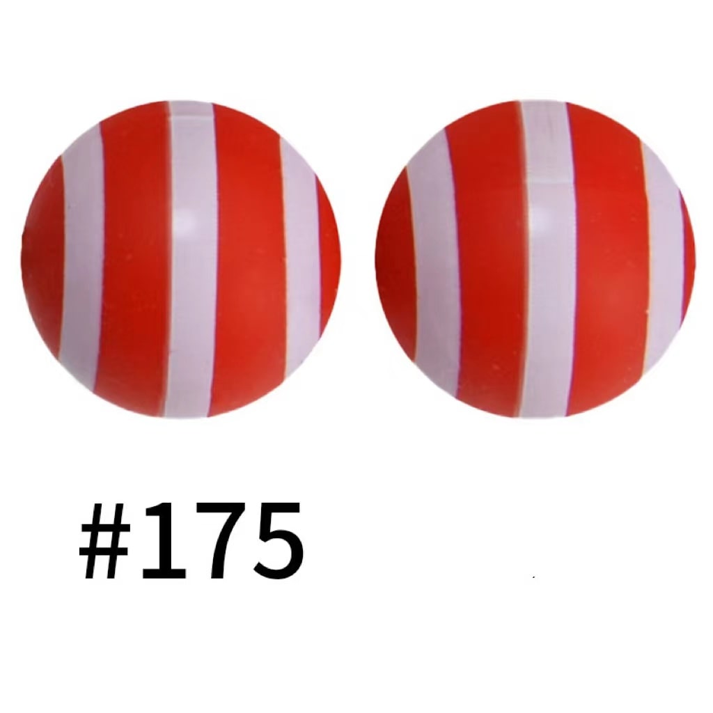 White Lines on Red Printed Silicone Beads Number 175