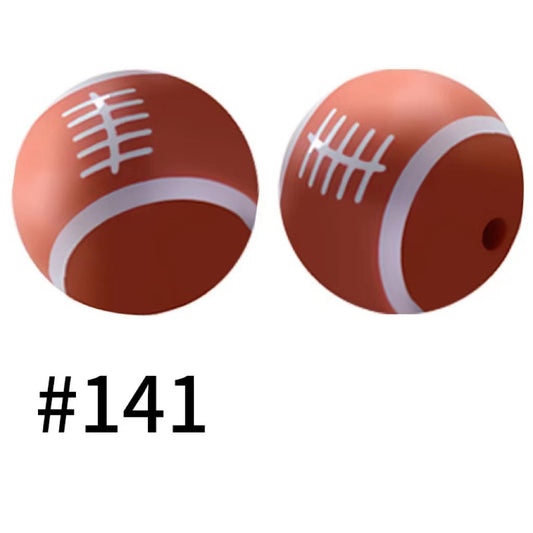 Football ball Printed Silicone Beads Number 141
