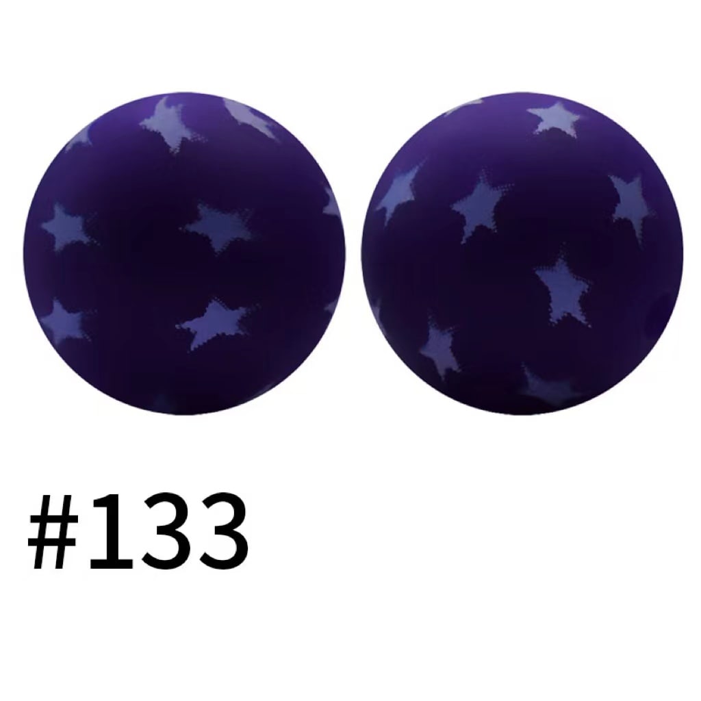 Stars in Sky Printed Silicone Beads Number 133