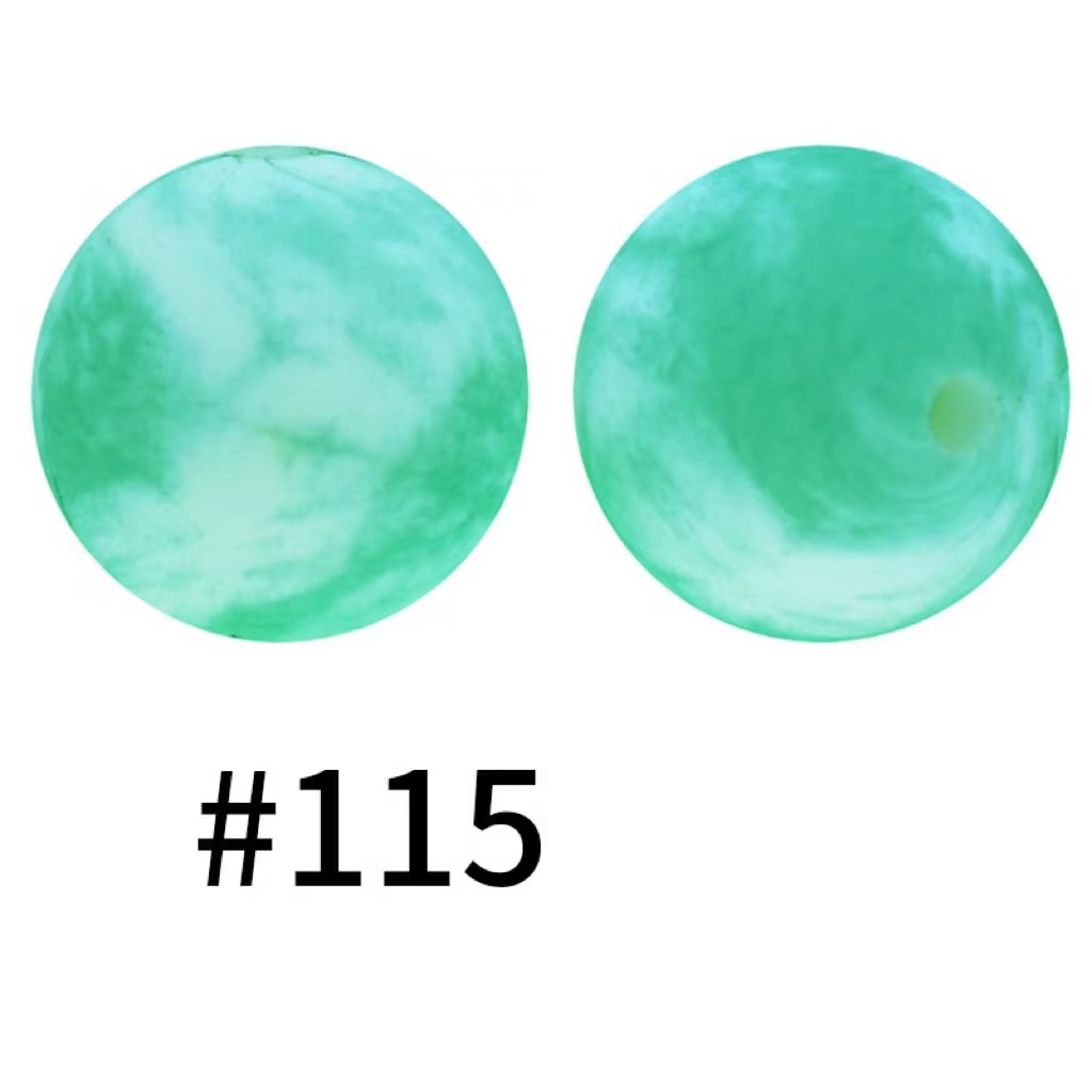 Green Waves Printed Silicone Beads Number 115