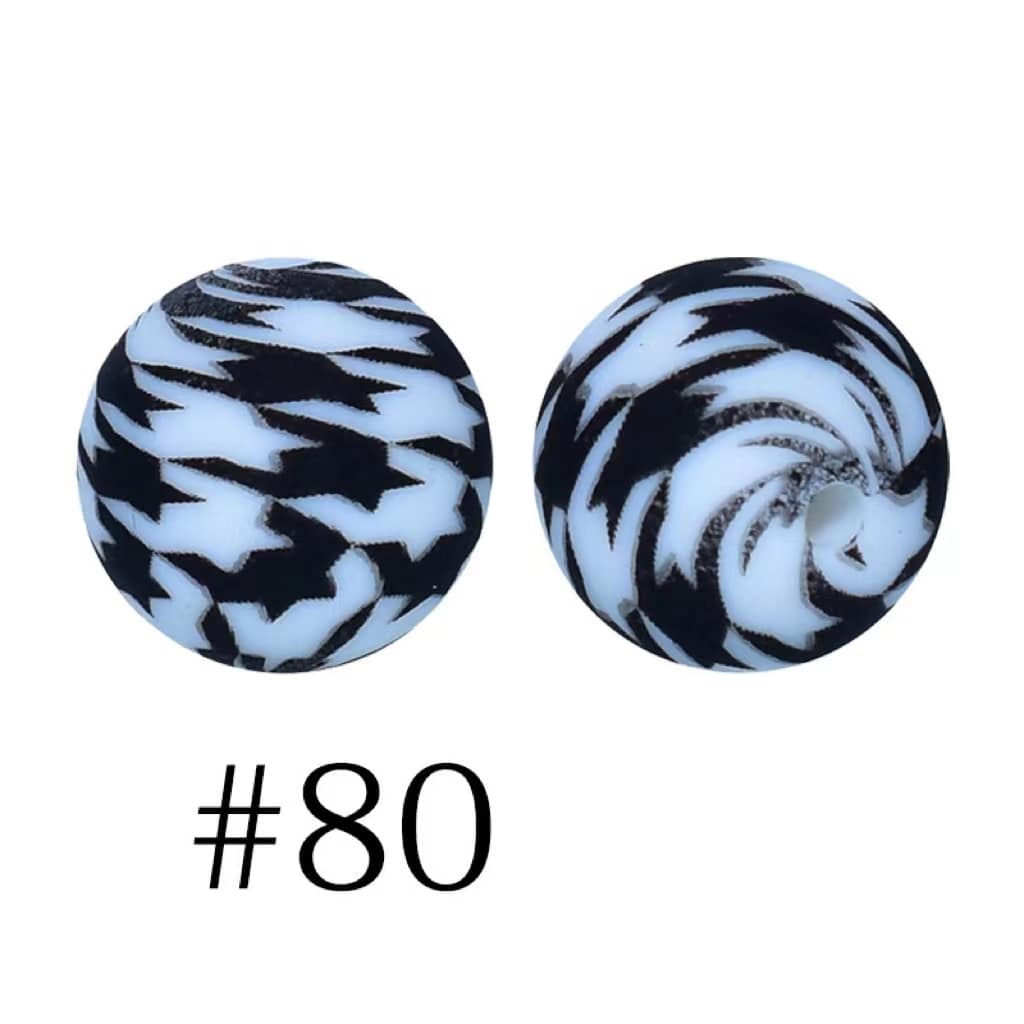 Cow Printed Silicone Beads Number 80