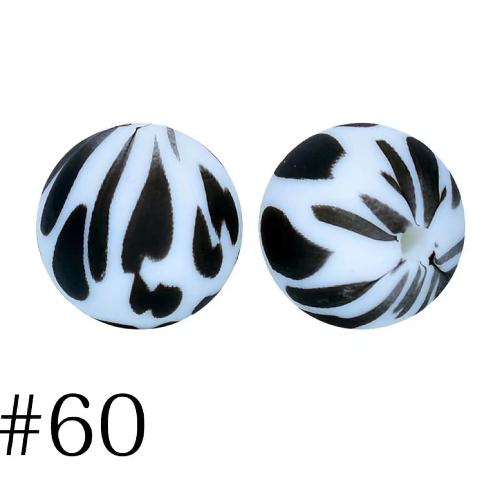 Cow Printed Silicone Beads Number 60